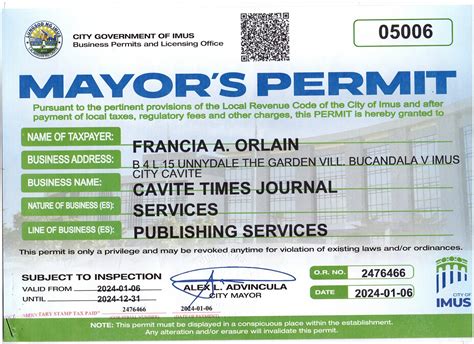 mayor's and health permit pasay